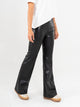 Ref: 0610386 Pantalón flare stretch, tipo legging, efecto cuero, tiro alto, tono negro