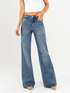 Ref: 065491 Jean palazzo, stretch, tiro alto, azul medio oscuro