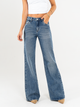 Ref: 065491 Jean palazzo, stretch, tiro alto, azul medio oscuro