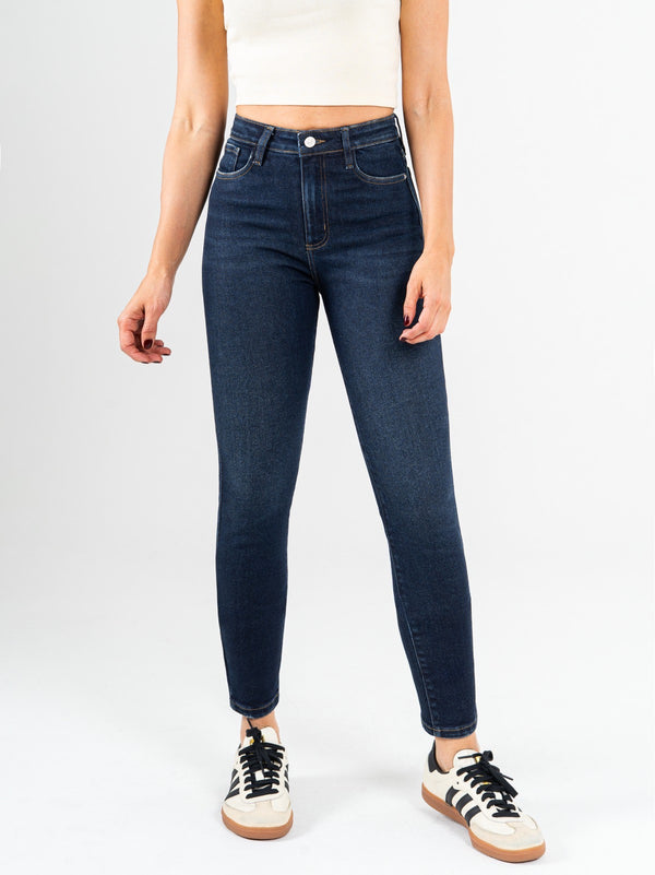 Ref: 065849 Jean Skinny stretch, tiro alto, tono azul oscuro