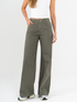 Ref: 069532 Pantalón palazzo, rígido, tiro medio, tono verde, cintura con elástico.