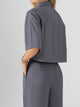 Ref: 0610057 Camisa tejido plano liviano, tono gris, manga corta