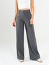 Ref: 069607 Pantalón palazzo, stretch, tejido plano liviano, detalle en pretina, tono gris medio