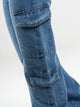 Ref: 064079 Jean cargo, rigido, straight leg, tiro alto, tono azul oscuro