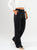 Ref: 069654 Pantalón straight leg, tiro alto, tejido plano liviano, detalle cierres, tono negro
