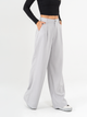 Ref: 069199 Pantalón mom flare palazzo, prenses, tono gris claro, tejido plano liviano, tiro alto