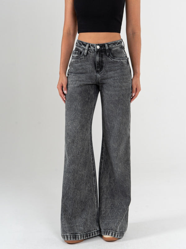Ref: 065776 Jean palazzo, rígido, tiro medio, tono gris medio