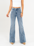 Ref: 065492 Jean palazzo, stretch, tiro alto, tono azul medio