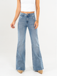 Ref: 065492 Jean palazzo, stretch, tiro alto, tono azul medio