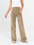 Ref: 069207 Pantalón mom flare palazzo, stretch, en corduroy, tiro alto, tono caqui