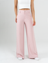 Ref: 069301 Pantalón mom flare palazzo, sin prense, tono rosa, detalle en pretina, tejido plano liviano, tiro alto