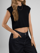 Ref: 0610403 Crop top tejido acanalado, cuello alto, tono negro.