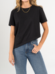 Ref: 0610368 T-shirt asimétrica, fondo entero, cuello en rib, tono negro