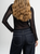 Ref: 0610423 Top manga larga, cuello alto, en malla, tono negro