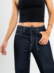 Ref: 065648 Jean palazzo, rígido, tiro alto, tono azul oscuro, detalle en cintura